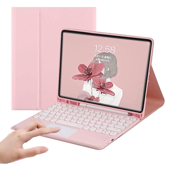 Funda con Teclado PboyiqiS para Galaxy Tab S10 Lite S Pen Rosa