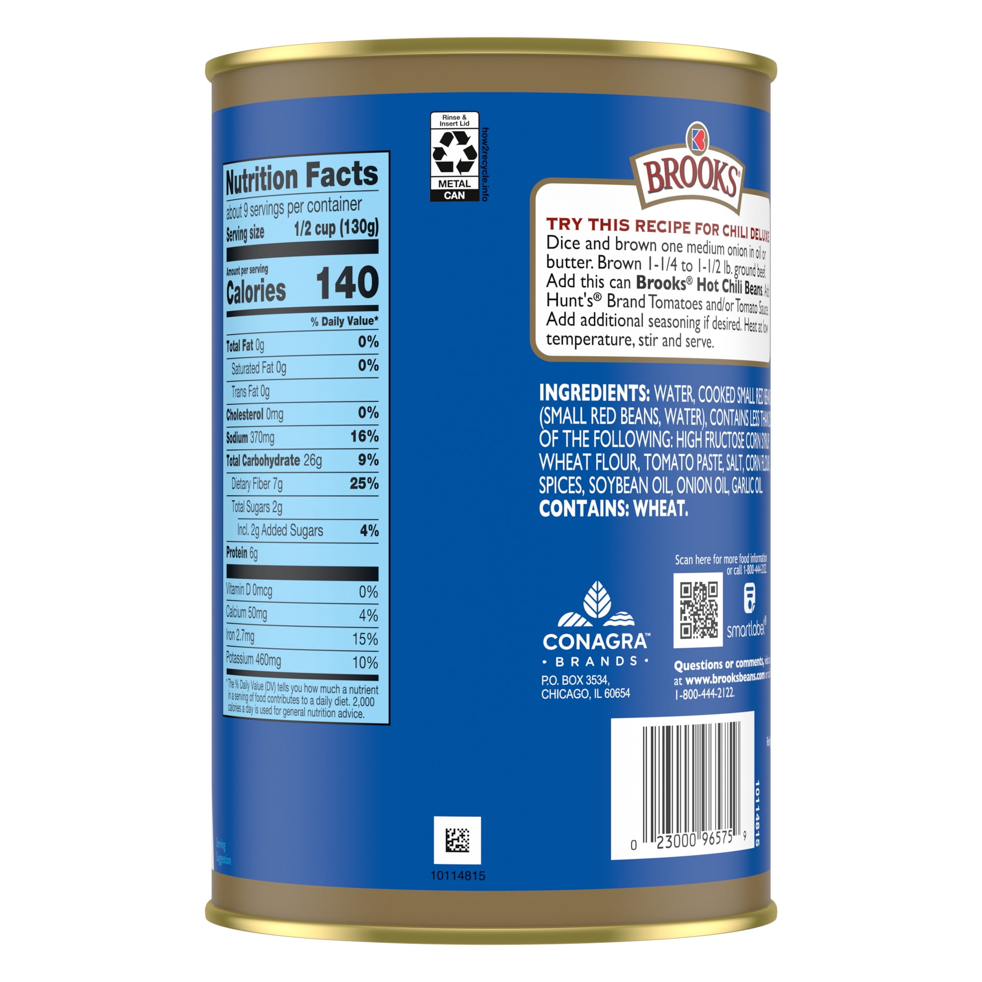 (3 pack) Brooks Chili Beans, Canned Red Beans in Chili Sauce, Hot Flavor, 40 oz.
