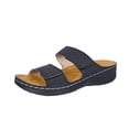thumbnail image 3 of Xucatan Women's Fashionable Peep Toe Wedge Slides with Metal Buckle Accent, Thick Platform Sole Comfortable Slippers, Slip-On Summer Sandals with Cushioned Footbed Gift, 3 of 7