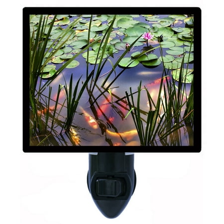 

Garden Decorative Photo Night Light Plus One Extra Free Switchable Insert. 4 Watt Bulb. Image Title: Water Lily Pond. Light Comes with Extra Bulb.