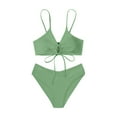 thumbnail image 6 of 2 Pack ylioge Womens Bathing Suits Two Piece Bikini Sets Built in Bras Swimsuits Ladies Trendy Solid Adjustable Low Rise Swimwear Set, 6 of 8
