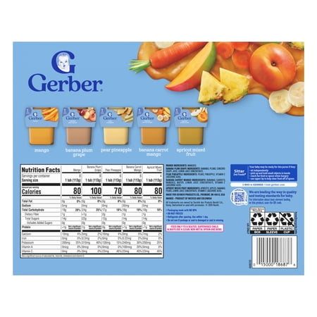 GERBER 2ND FOODS BABY FOOD, TROPICAL ADVENTURE VARIETY PACK, 2 OZ TUBS (32 PACK)
