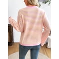 thumbnail image 5 of DOKOTOO Womens Striped Sweaters Long Sleeve Henley Knit Pullover Button Lightweight Soft Casual Sweater Tops S-2XL, 5 of 8