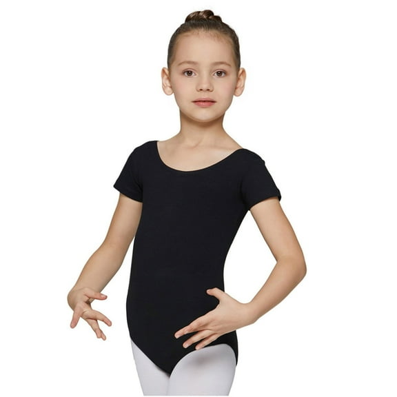 NOKIO Ballet Leotard for Girls, Basic Dance Ballet Leotards Short Sleeve, Girls' Dance Practice Dress Gymnastics Dress School Dress Ballet Dress Ballet Leotards for Girls Short Sleeves