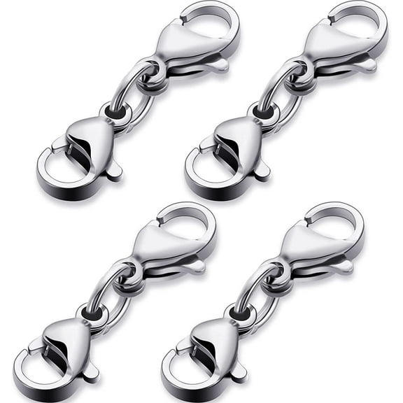 Double Lobster Clasp Extender Double Claw Connector Bracelet Extension Clasp Small Bracelet Extender Necklace Shortener Clasp for DIY Jewelry Making 0.98 Inch(Silver,0.98 Inch)