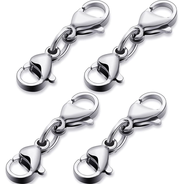 Double Lobster Clasp Extender Double Claw Connector Bracelet Extension Clasp Small Bracelet Extender Necklace Shortener Clasp for DIY Jewelry Making 1.02 Inch(Silver,1.02 Inch)