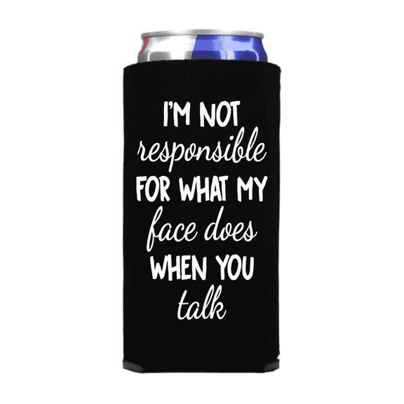 Funny Slim Can Cooler – Insulated Skinny Beverage Sleeve, Drink Holder for Parties and Events