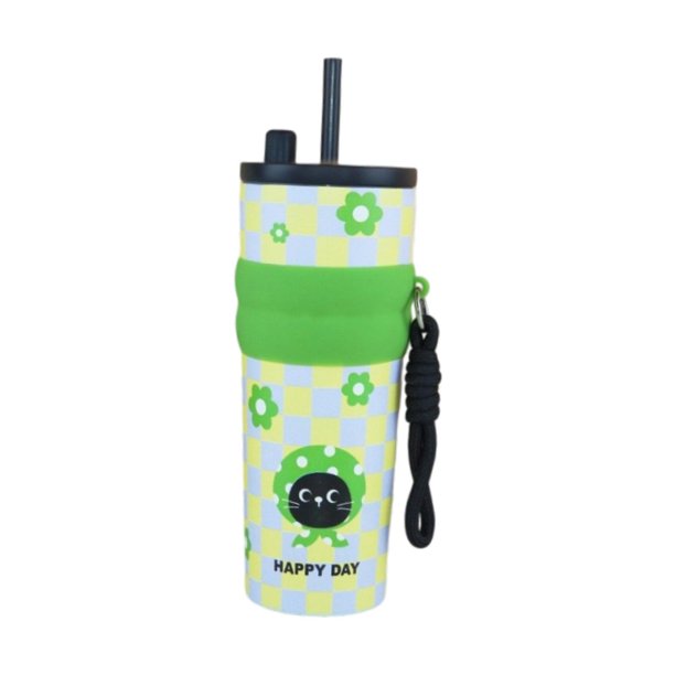 Vaso térmico de acero inoxidable, taza térmica, termo portátil, botella de agua Verde