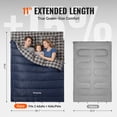 thumbnail image 5 of KingCamp Double Sleeping Bag Queen Size 2 Person Cotton Flannel Sleeping Bags with Pillows for Adult, Lightweight Backpacking Sleep Bag for Couples & Family Blue, 5 of 9