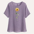 thumbnail image 4 of Kayannuo Blouses for Women Casual Women's Fashion Print Tees Casual Crew Neck Raglan Short Sleeve Loose T Shirt Linen Tops Blouses Purple M, 4 of 7