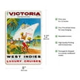 thumbnail image 2 of West Indies Scandinavian Mediterranean - Incres Line Luxury Cruises - MS Victoria Cruise Liner - Vintage Ocean Liner Travel Poster c.1971 - 8 x 12 inch Vintage Wood Art Sign, 2 of 4