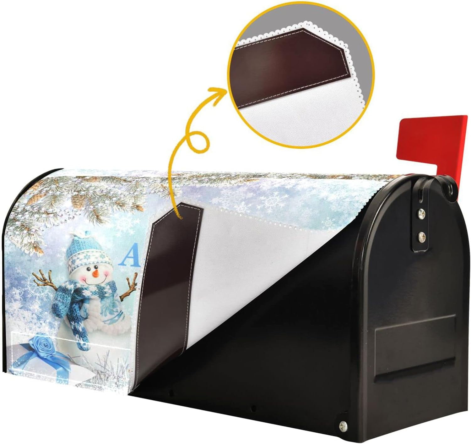 Personalized Winter Snowman Mailbox Cover Christmas Xmas Snowflakes Mailbox Covers Magnetic Large Oversized 21"X25.5" Mailbox Wraps Post Letter Box Cover Garden Decorations