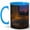 Blue, variant on Candlelit Bath Window 11oz Ceramic Mug, Cozy Evening Room Art