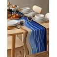 thumbnail image 6 of ERUNPONLY Blue Brown Beach Table Runner - 60 Inch Long Abstract Striped Gradient Ocean Sand Cotton and Linen Blended Dress Scarves Farmhouse Table Runner for Kitchen Dining, Coffee Table, 13"x60", 6 of 8