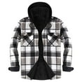thumbnail image 4 of FDGIU Men's Plaid Flannel Fleece Lined Hooded Jacket - Button Down Winter Outdoor Coat with Pockets, 4 of 4