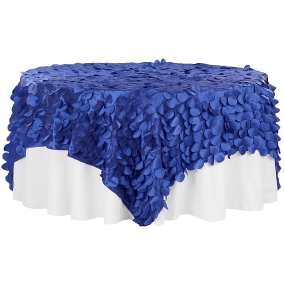1 Pc, Petal Circle Taffeta 90"X90" Square Table Overlay - Royal Blue For Wedding Or Event Decor
