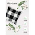 thumbnail image 3 of Heldig Set of 2 Check Throw Pillow Covers Farmhouse Outdoor Plaid Square Pillow Cushion Case Black and White Cotton Linen for Home Easter Decor Car Bed Sofa, 18 x 18 inchesB, 3 of 7