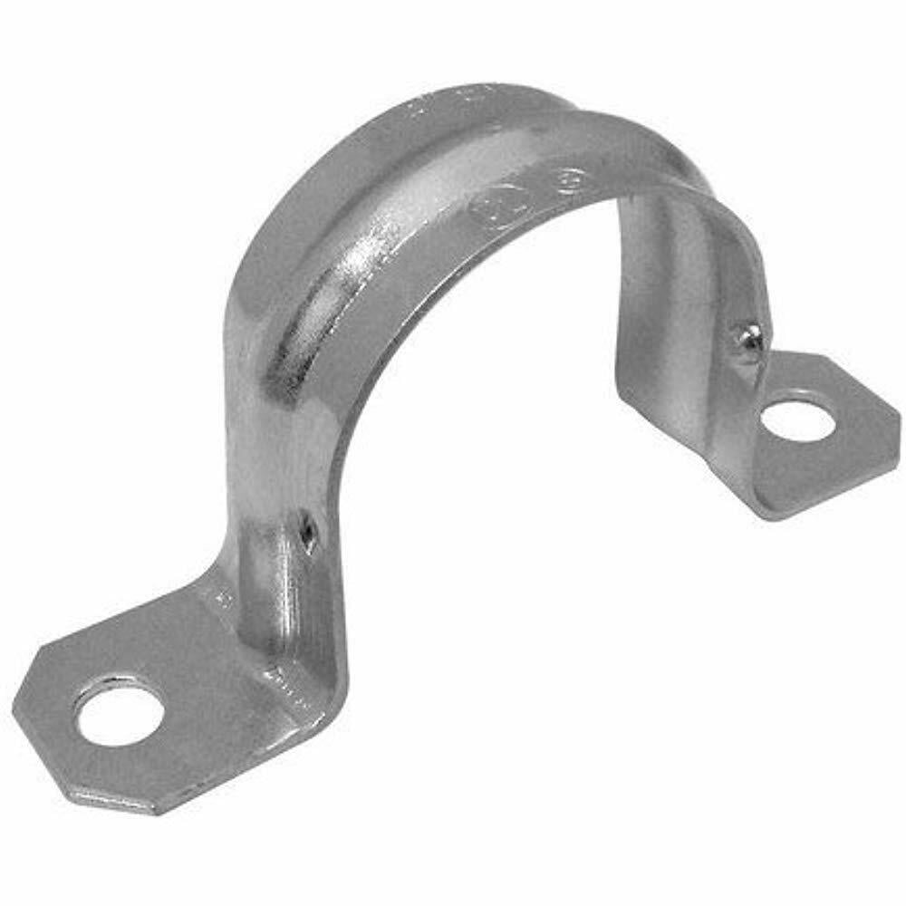 2 Hole EMT Pipe Strap 1 Inch Secures Conduit ZincPlated Steel