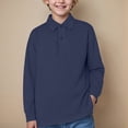 thumbnail image 2 of HCNTES Big Boy's Polo Shirts Long Sleeved Solid Color Basic Polos Breathable Basic Undershirt(Dark Blue,2-3 Years), 2 of 5