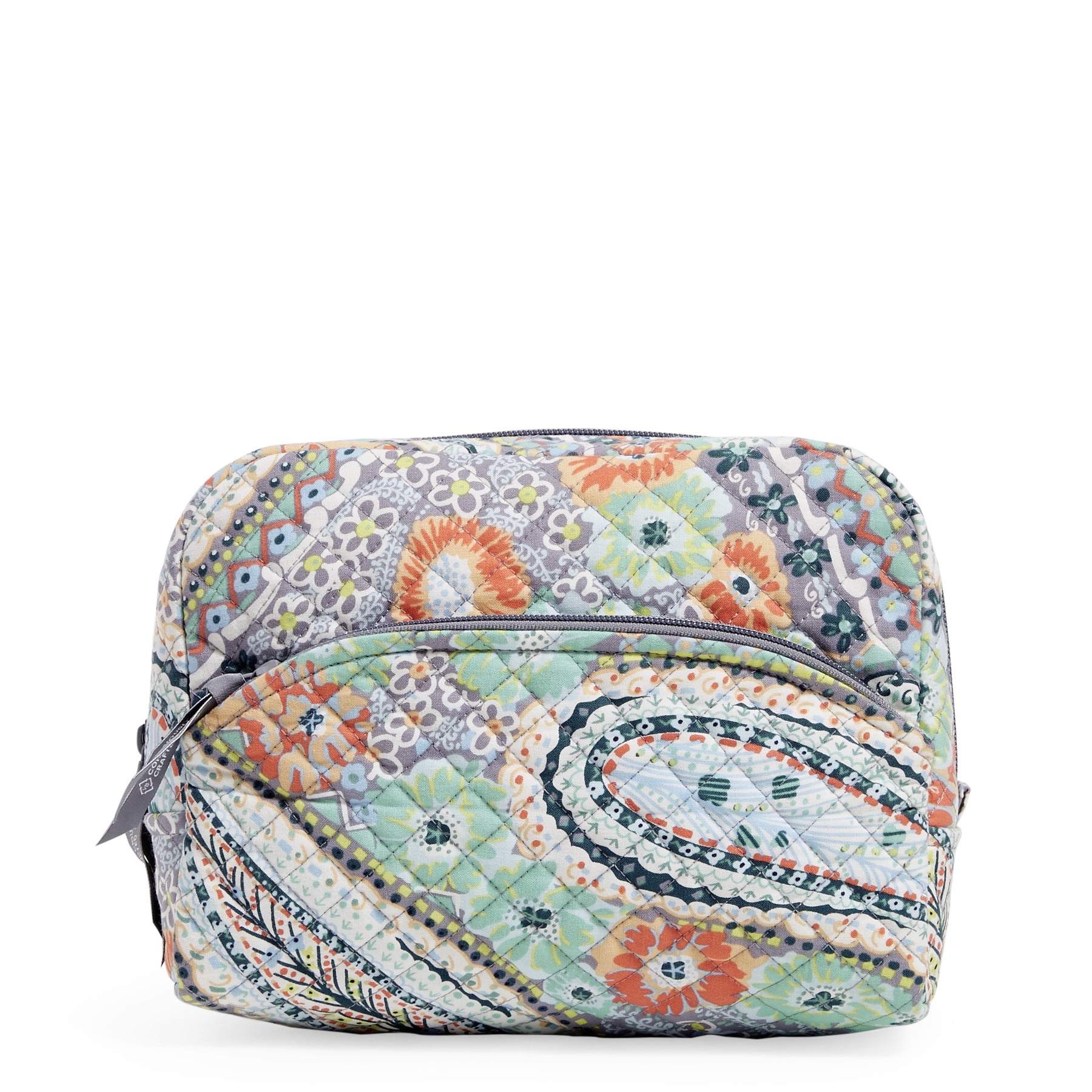Vera Bradley Women's Recycled Cotton Large Cosmetic Bag Citrus Paisley ...