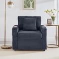 thumbnail image 3 of Single Sofa with Storage Ottoman,34.5" Comfortable Corduroy Chaise Lounge with Table Board,Sturdy Structure Armchair Couch for Apartment,Living Room,Office,Dark Gray, 3 of 6