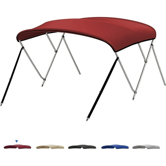 KEMIMOTO Bimini Top Boat Cover for 6ft 55''-78'' W 600D Marine Grade Canvas