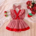 thumbnail image 5 of Zanarzt Toddler Summer Outfits Baby Girl Summer Clothes Cute Romper Dress Plaid Outfit Smocked Bodysuit Outfit Hot Pink,6-12 Months, 5 of 7