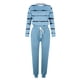 thumbnail image 3 of Gibobby Conjunto de sudadera y pantalones Conjunto de camiseta con cuello redondo y estampado de de manga larga para mujer, blusa superior y pantalones largos(Azul,M), 3 of 5