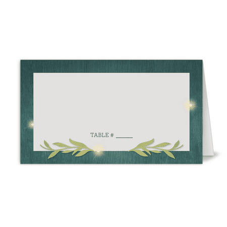 Personalized Wedding Place Card - Greenery Lights - 3.5 x 2 (Best Place To Print Wedding Invitations)