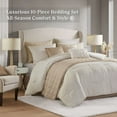 thumbnail image 3 of Cotton Bedding Set 10 PCS Queen Luxury Jacquard Comforter Set Ivory,Comforter Set, 3 of 21