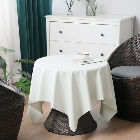 

Tablecloths For Round Tables Waterproof Oilproof Scratch Resistant Leather Square Table Cloth-White-130*130CM