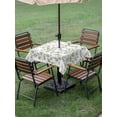 thumbnail image 4 of Outdoor Tablecloth with Umbrella Hole for Patio/Picnic/Party/Camping, Green Leaves Waterproof Table Cloth Square Cover Washable, Summer Botanical Elegant Farmhouse (60"x 60"), 4 of 8