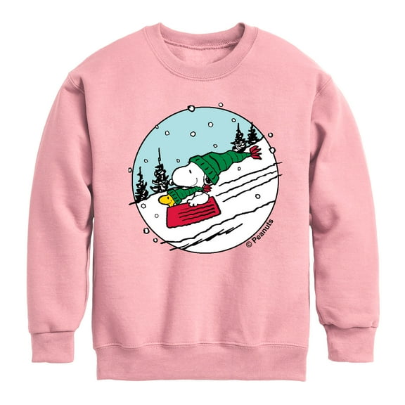 Peanuts - Snoopy Woodstock Sled - Toddler & Youth Crewneck Fleece Sweatshirt