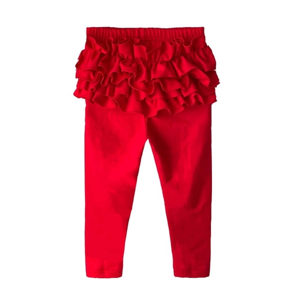 TBWNWG Girls Stretch Pants With Lace Trim Soft Pure Color Leggings for Toddler Comfortable Everyday Wear,Size 0-6 Months