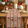thumbnail image 4 of Christmas Poinsettia Cotton Linen Table Runner for Dining Kitchen, Xmas Pine Branch Snowflake Bell Stars Wedding Outdoor Party Tablerunners Decoration, Dresser Scarf Coffee Tablecloth Runners 18"x72", 4 of 9