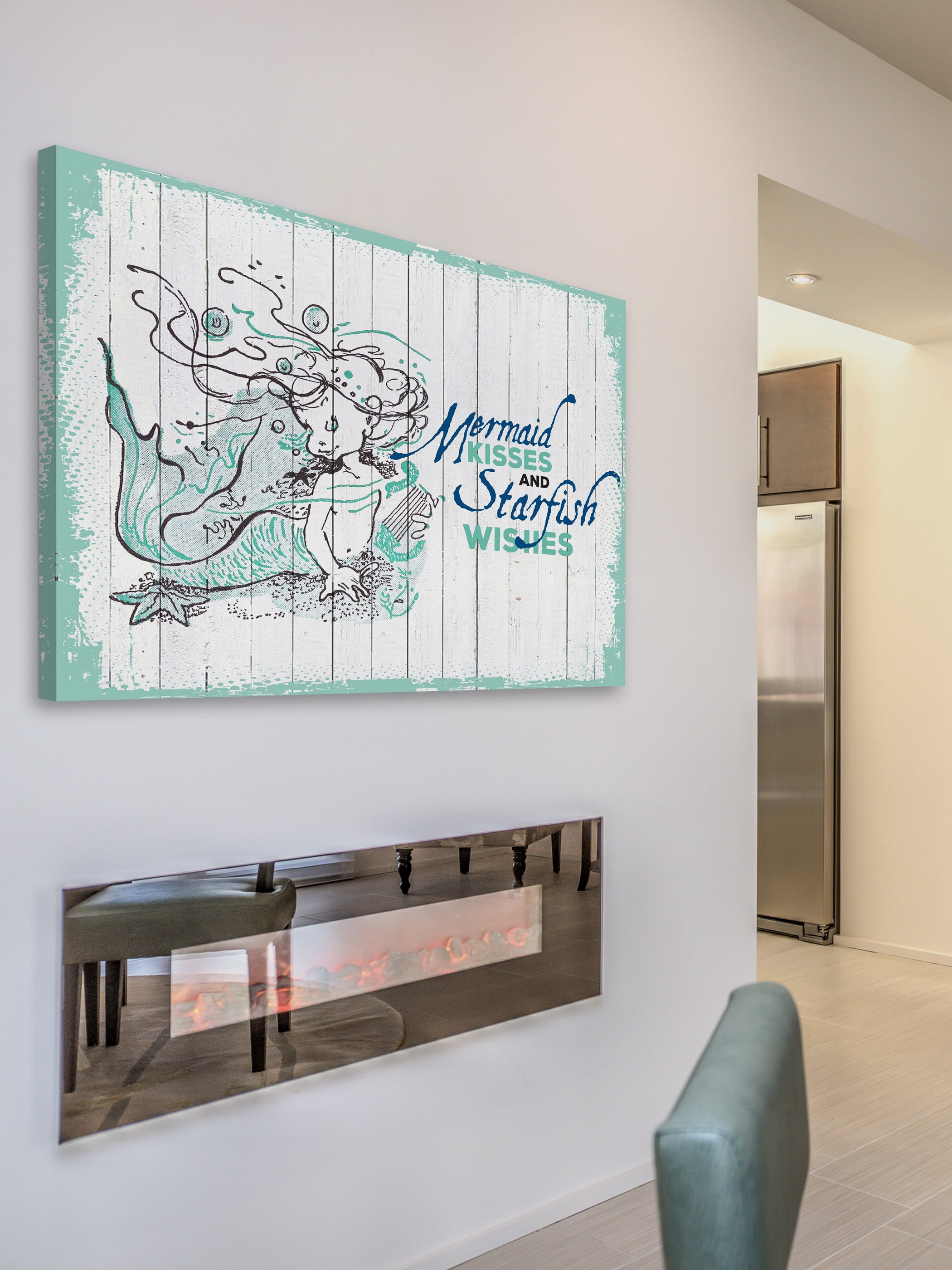 "Mermaid Kisses 2" Painting Print on Wrapped Canvas