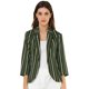 thumbnail image 2 of Blazer De Solapa Con Muescas Y Mangas 3/4 A Rayas Para Mujer Verde oscuro XS, 2 of 6
