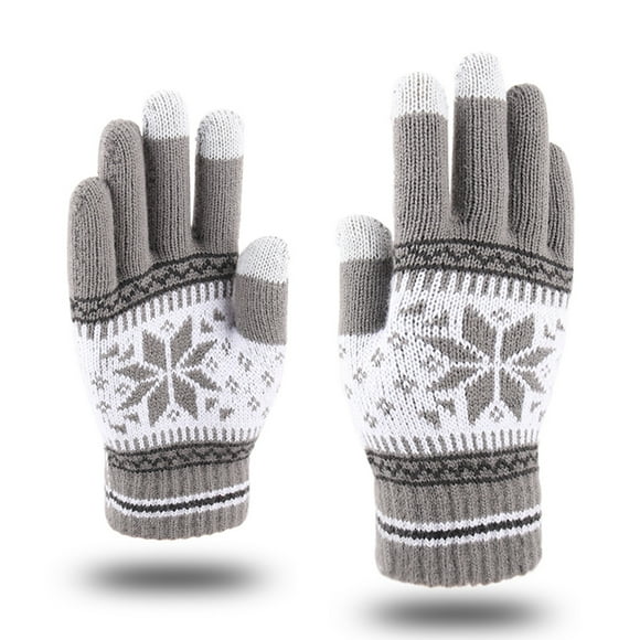 Baberdicy Gloves and Fashionable Men's Mobile Women's Knitted Gloves with Screen Gloves Thick and And Adult Printing Winter Warm Phone Snowflake Creative Gloves Gloves for Cold Weather Grey