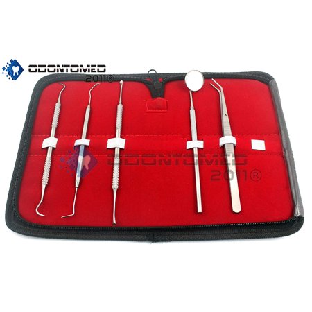 Gum Removal (Odontomed2011® Dental Hygiene Kit - 5 Piece Dentist Tools - Anti-fog Mirror, Dental Scaler, Tarter Scraper, Dental Pick, Dental Tweezers For Calculus & Tartar Removal, Gum Health, Teeth Cleaning)