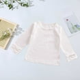 thumbnail image 4 of Generic Toddler Baby Girl Basic Solid Color T Shirt with Bow Neckline Lace Sleeve Crew Neck Long Sleeve Soft Cotton Clothes Top (6-12 Months,White), 4 of 4