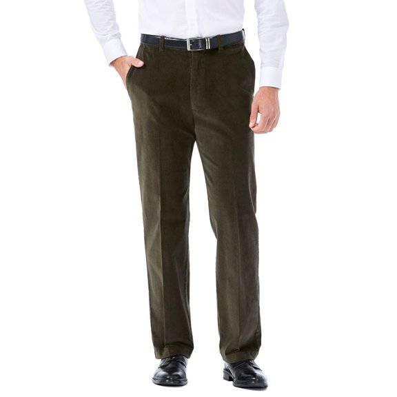Men's Haggar® Classic-Fit Stretch Expandable Waistband Corduroy Pants Color: Military Green Size: 34X30
