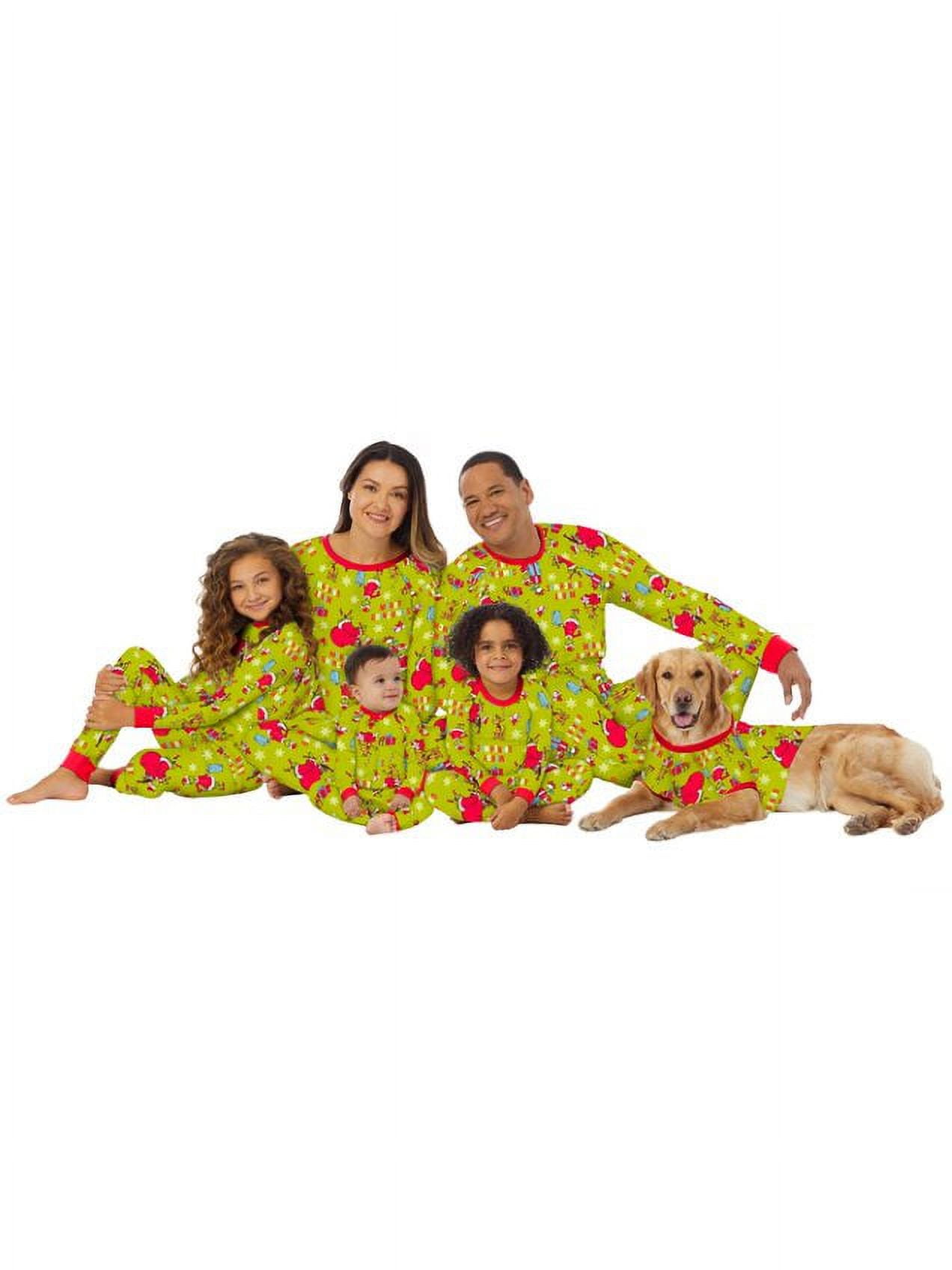 Dr. Seuss Grinch Matching Family Sleepwear Women's & Women's Plus Long Sleeve Top and Pants, 2-Piece Pajama Set
