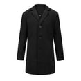 thumbnail image 2 of gbyLJF Men's Solid Color Woolen Overcoat Mid-length Button Down Suit Collar Coats Winter Casual Business Outwear with Pockets, 2 of 5