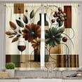 thumbnail image 4 of Ambesonne Wine Themed Valance & Curtain 3 Pcs Set, Rustic Rectangles Boho, 55"x45", Caramel Burgundy Green, 4 of 7