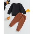 thumbnail image 4 of Liacowi Halloween Baby Boy Clothes Letter Ghost Print Sweatshirt Pullover Top Drawstring Pants 6M 12M 18M 24M 3T Toddler Boy 2Pcs Fall Winter Outfits, 4 of 9