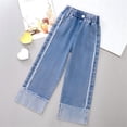 thumbnail image 6 of EnJoCho Girls Cuffed Hem Jeans Baggy Straight Wide Leg Denim Pants Casual Fashion High Waist Trouser Y2𝗄 Fall Junior Trouser Girls High Waist Wide Leg Jeans, 6 of 8