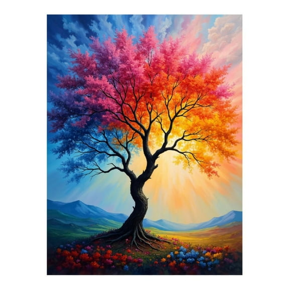 Diamond Art Kit for Adults, Vibrant Spectrum Tree Landscape Diamond Painting for Adults Beginners, DIY Diamond Art Painting Kits, 5D Diamond Painting Crafts for Home Decor 12x16 Frameless