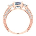 thumbnail image 4 of 3.61 ct Emerald Cut Blue Moissanite 3 Stone 18K Rose Gold Womens Engagement Ring, 4 of 6