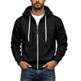 thumbnail image 7 of BVOFAR Mens Zip up Hoodie Casual Hooded Sweatshirt Long Sleeve Jacket Loose Fit Drawstring Athletic Jackets Black XXL, 7 of 7