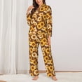 thumbnail image 2 of KLL Brown Wood Grain Sunflower B Print Women's Long Sleeve Pajamas with Pants Sleepwear Loungewear 2 Set-XX-Large, 2 of 7
